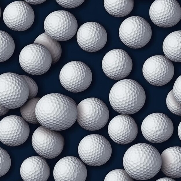 Foto un primer plano de un montón de bolas de golf en una superficie azul generativa ai