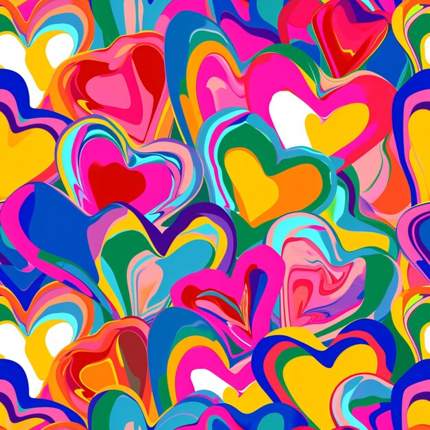 un primer plano de un montón de corazones coloridos en un fondo blanco generativo ai