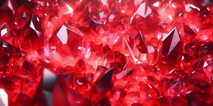 Foto un primer plano de un montón de cristales rojos en una mesa generativa ai