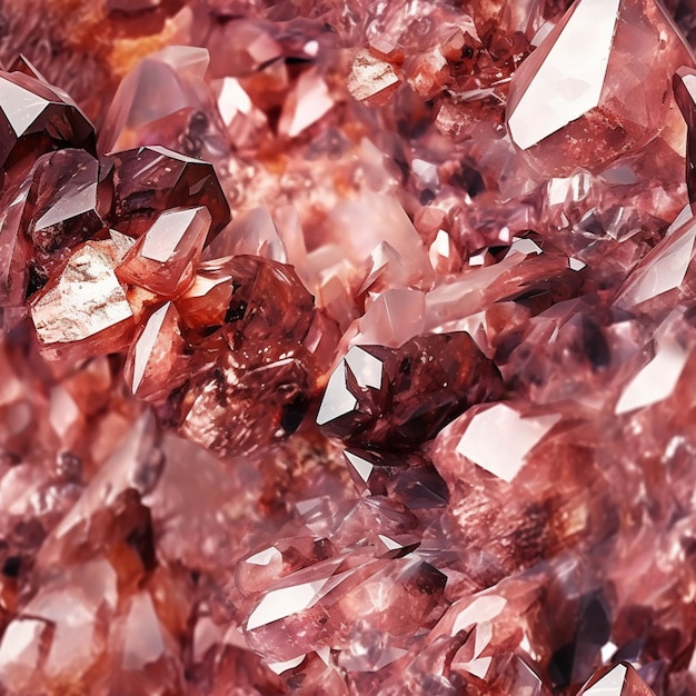 Un primer plano de un montón de cristales rosados en una mesa generativa ai