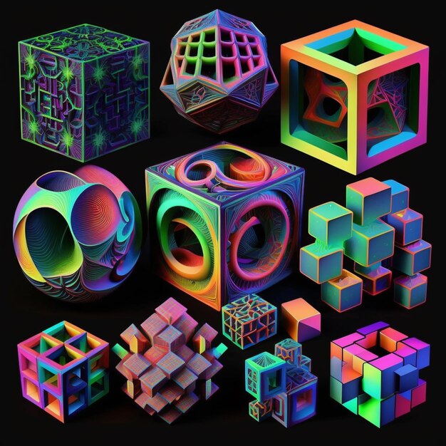 Un primer plano de un montón de cubos de diferentes colores generativo ai