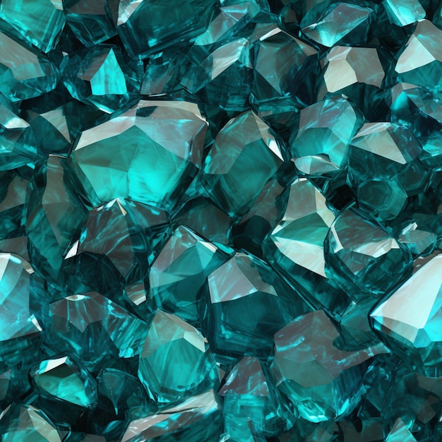 Un primer plano de un montón de diamantes de cristal verde generativo ai