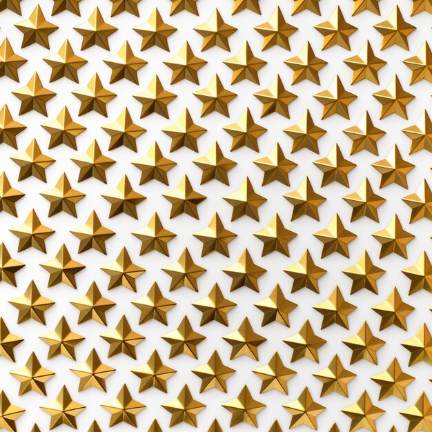 un primer plano de un montón de estrellas doradas en una superficie blanca generativa ai