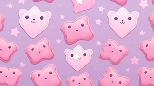 un primer plano de un montón de galletas rosas con estrellas generativas ai