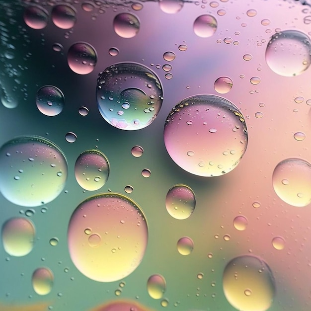 Foto un primer plano de un montón de gotas de agua sobre una superficie ai generativa