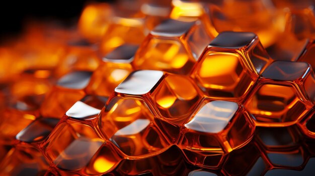 Foto un primer plano de un montón de hexágonos naranjas