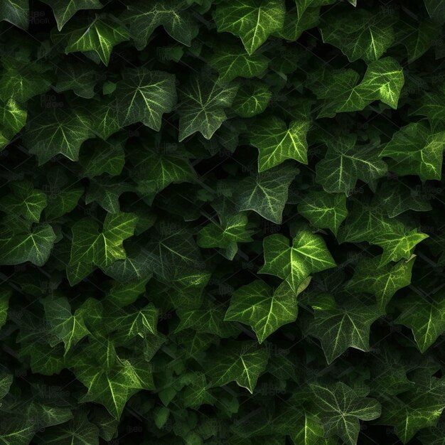 Un primer plano de un montón de hojas verdes en una pared generativa ai