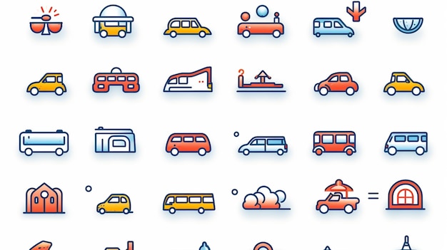 un primer plano de un montón de iconos de diferentes colores sobre un fondo blanco ai generativo