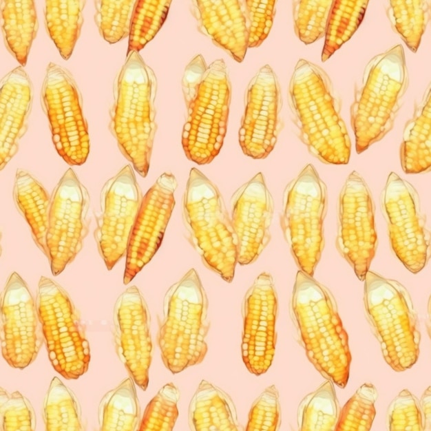 Un primer plano de un montón de maíz en un fondo rosado generativo ai