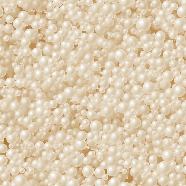 un primer plano de un montón de perlas blancas en una mesa generativa ai
