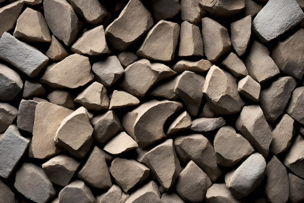 Un primer plano de un montón de piedras con la palabra piedra