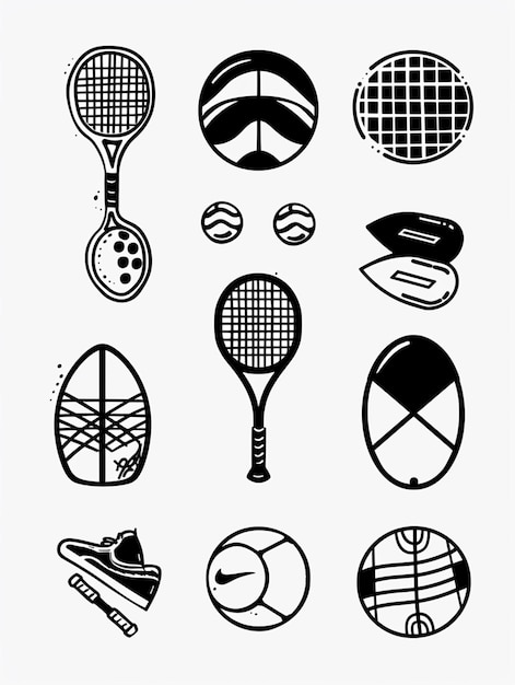 un primer plano de un montón de raquetas de tenis y bolas generativas ai