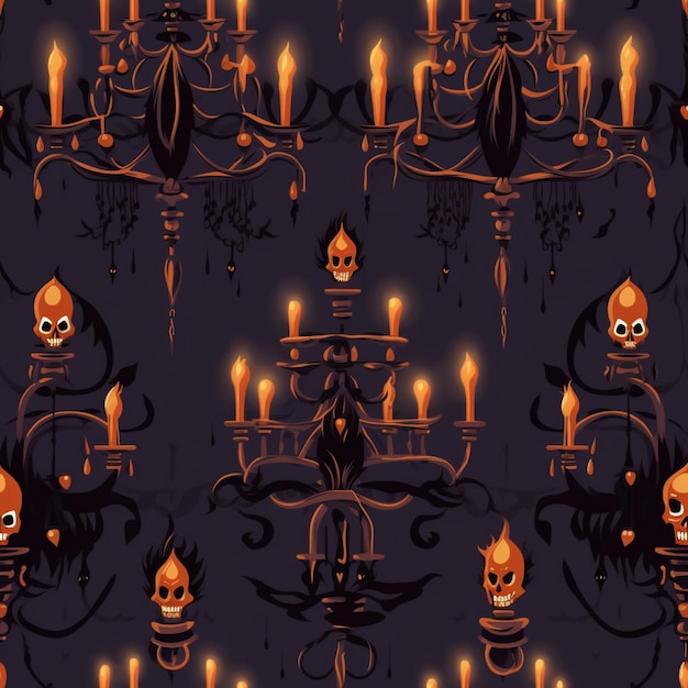 Foto un primer plano de un montón de velas con calaveras ai generativa