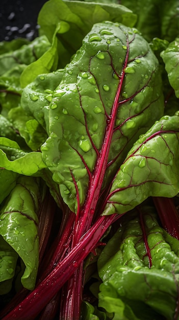 un primer plano de un montón de verduras verdes y rojas