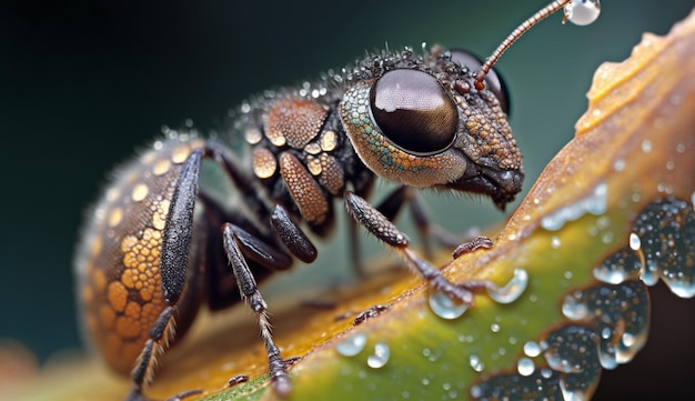 Un primer plano de una mosca con la palabra insecto