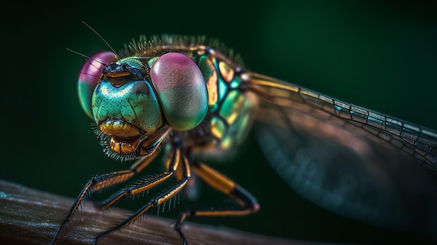 Un primer plano de una mosca verde con los ojos abiertos