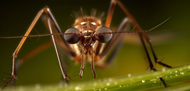 Un primer plano de un mosquito con un fondo verde