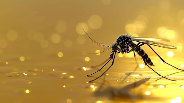 Foto un primer plano de un mosquito de pie en una hoja el mosquito es negro con un cuerpo largo y delgado y un par de alas