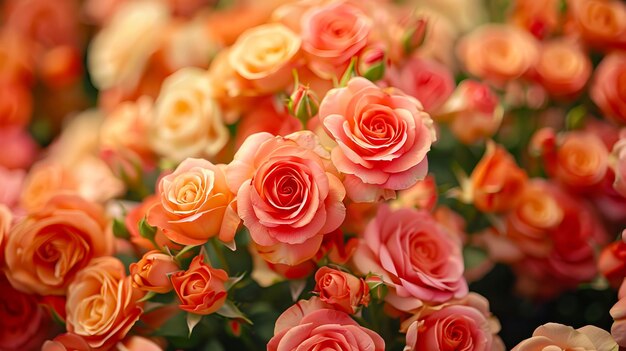Foto un primer plano de muchas rosas rosas