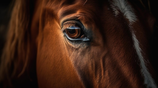 En este primer plano se muestra el ojo de un caballo.