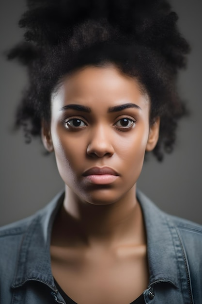 un primer plano de una mujer con un cabello afro muy grande IA generativa