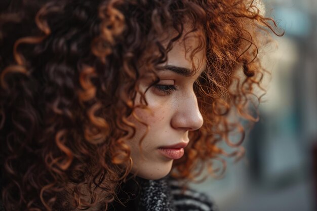 Primer plano de mujer con cabello rizado