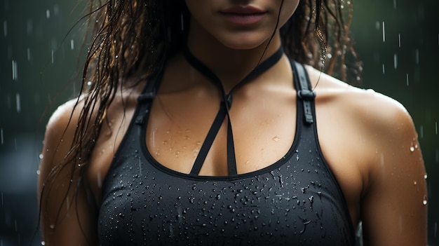 primer plano de una mujer con una gota de agua