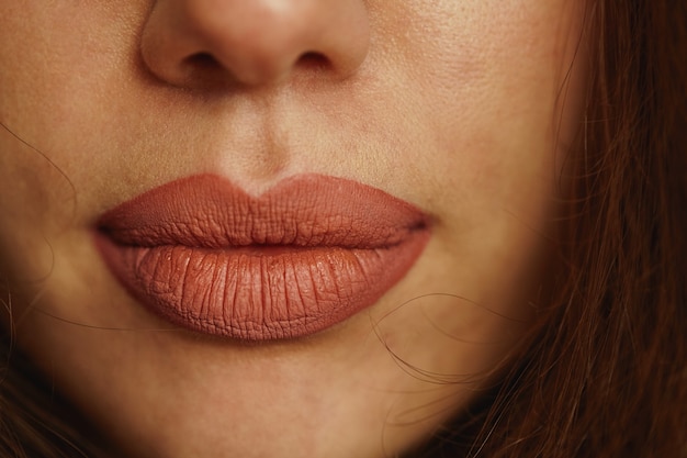 Primer plano, de, mujer joven, boca