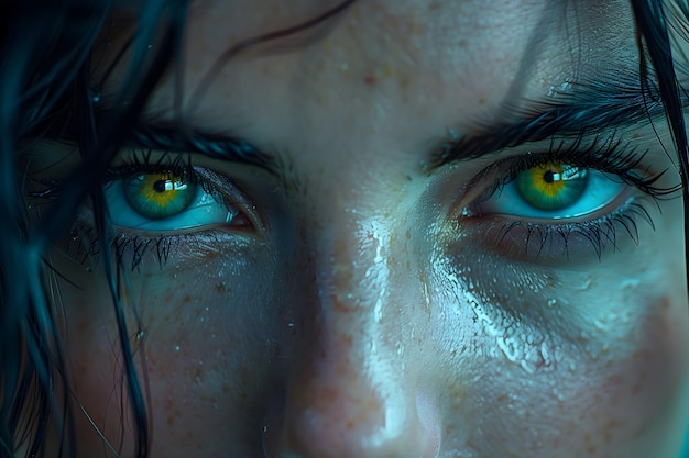 Un primer plano de la mujer de ojos azules