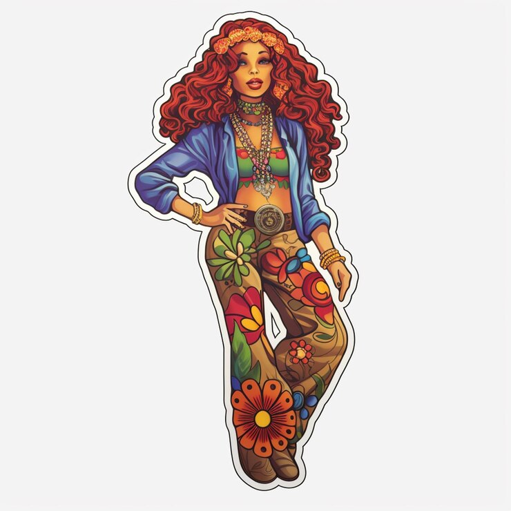 Foto un primer plano de una mujer con un traje de flores y un sombrero de flores generativo ai