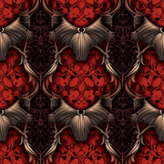 Un primer plano de un murciélago en un ai generativo de fondo rojo y negro