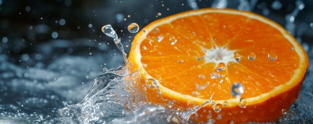 Un primer plano de una naranja en el agua