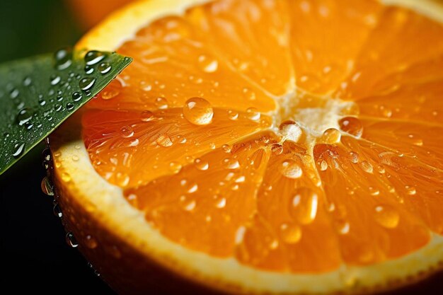 Un primer plano de una naranja con gotas de agua sobre ella