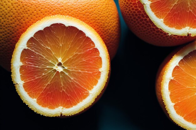 Un primer plano de una naranja con la naranja en el lado derecho