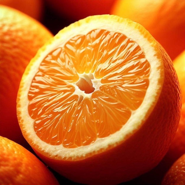 Un primer plano de una naranja con su interior
