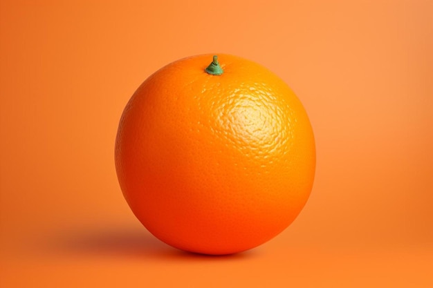 Foto un primer plano de una naranja con un tallo verde