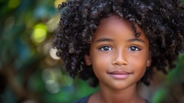 Un primer plano de un niño con el cabello rizado