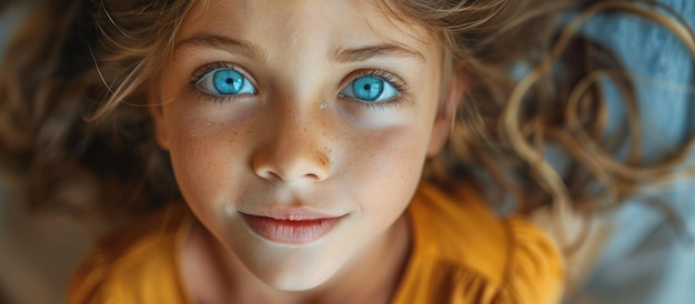 Un primer plano del niño de ojos azules