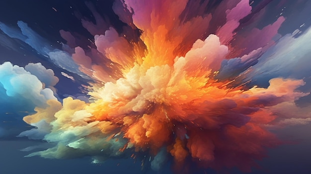 Un primer plano de una nube colorida con un fondo de cielo ai generativo