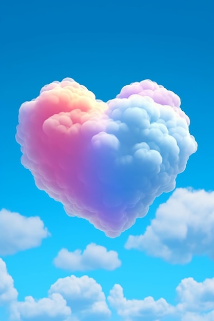 un primer plano de una nube en forma de corazón en el cielo ai generativo