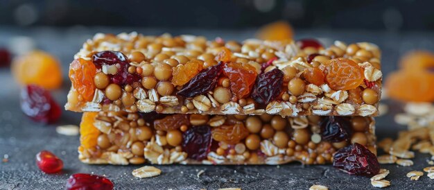 Foto un primer plano de la nutritiva barra de nobake en la mesa