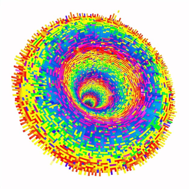 un primer plano de un objeto circular colorido con un fondo blanco