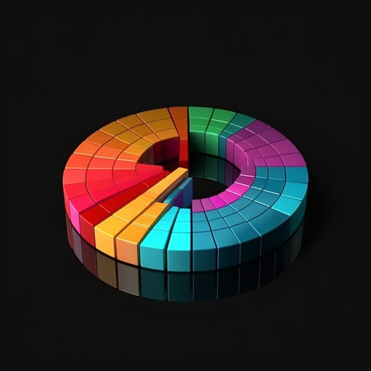Foto un primer plano de un objeto circular colorido en un fondo negro generativo ai