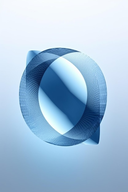 un primer plano de un objeto circular con un fondo azul ai generativo