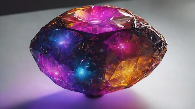 Un primer plano de un objeto colorido con una luz sobre él generativa ai