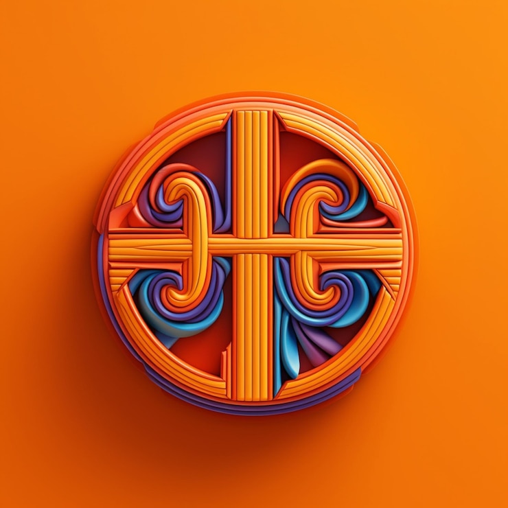 Foto un primer plano de un objeto colorido sobre un fondo naranja ai generativo