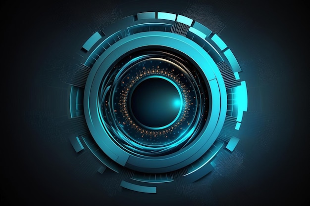 Primer plano de un objeto de forma circular con ai generativo de luz azul