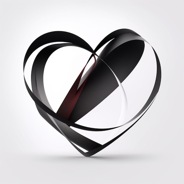 Un primer plano de un objeto en forma de corazón con una cinta roja generativa ai
