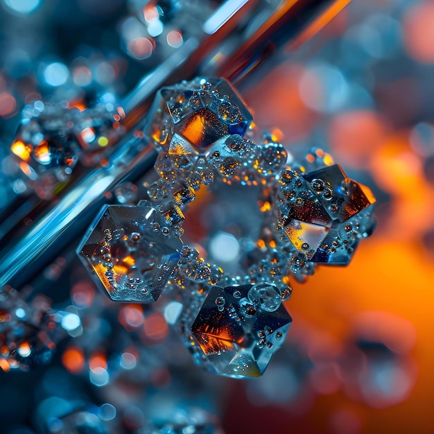 un primer plano de un objeto metálico con muchos diamantes
