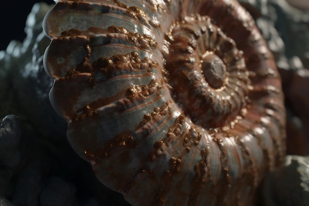 Foto un primer plano de un objeto natural como una concha o un fósil con detalles únicos y fascinantes